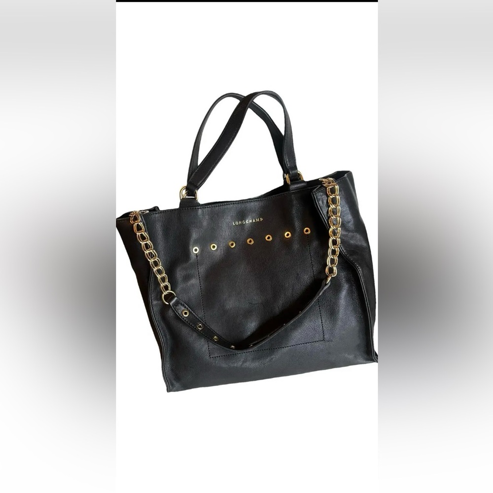 LongchampXKateMoss gorgeous rare bag in black leather, gold hardware. Like new.